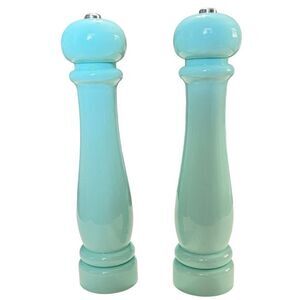 Electric Turquoise Pepper & Salt Mills 12” Tall Light Weight Plastic Set Of 2